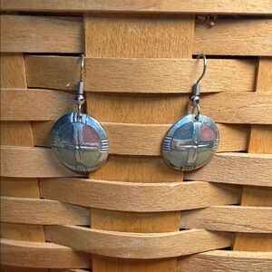 Southwest Medicine Wheel Silver Earrings
